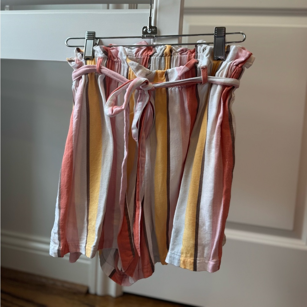 Striped, flowy tie shorts